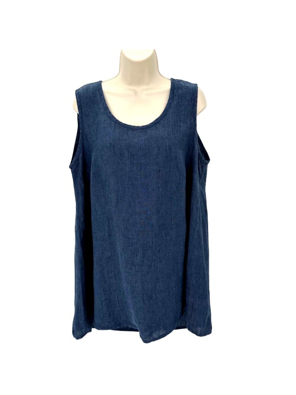 NWOT Flax Womens Oversized 100% Flax Linen Sleeveless Blue Linen Tunic Top S